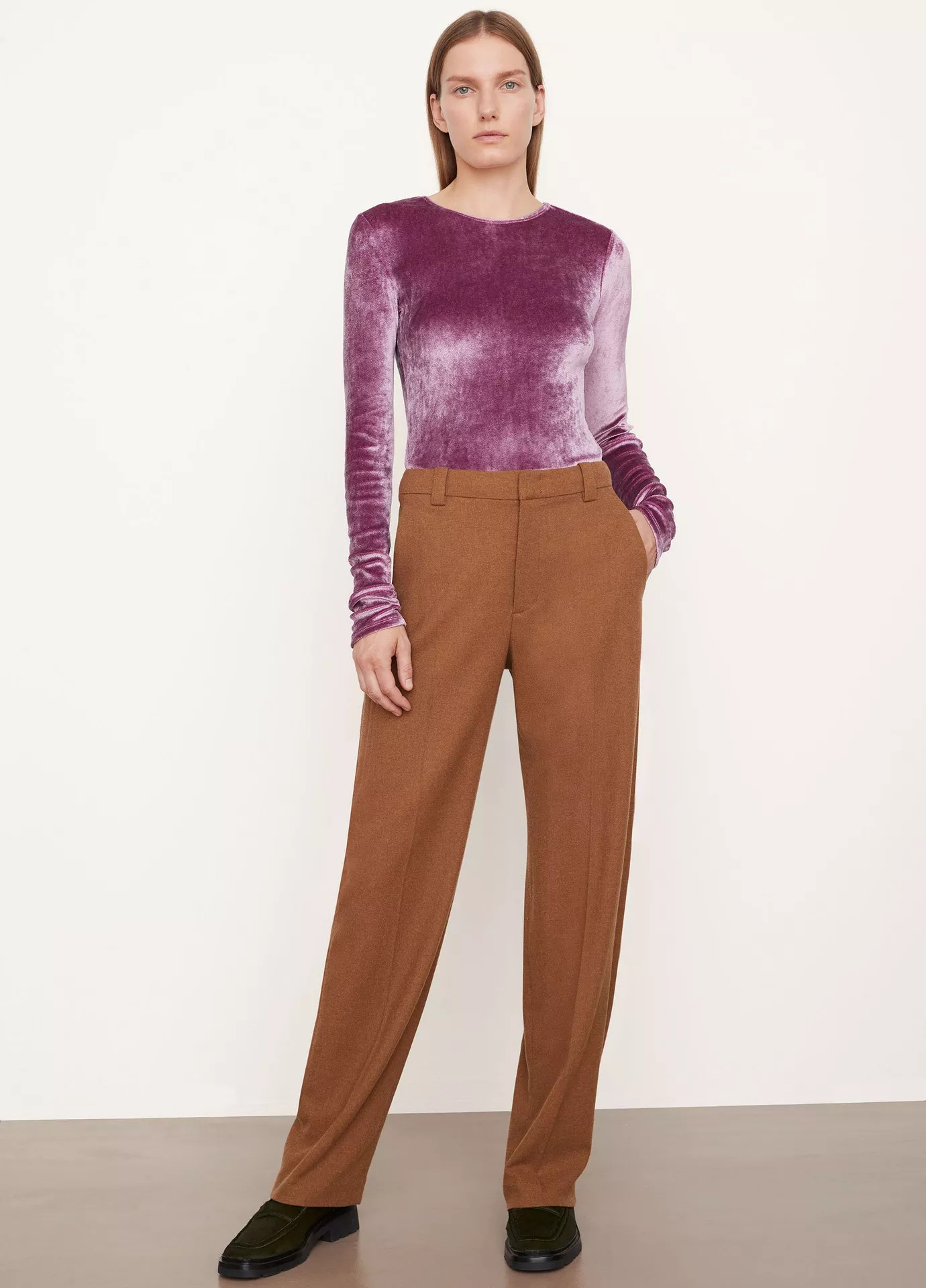 Flannel Mid Rise Straight Leg Pant | Vince LLC