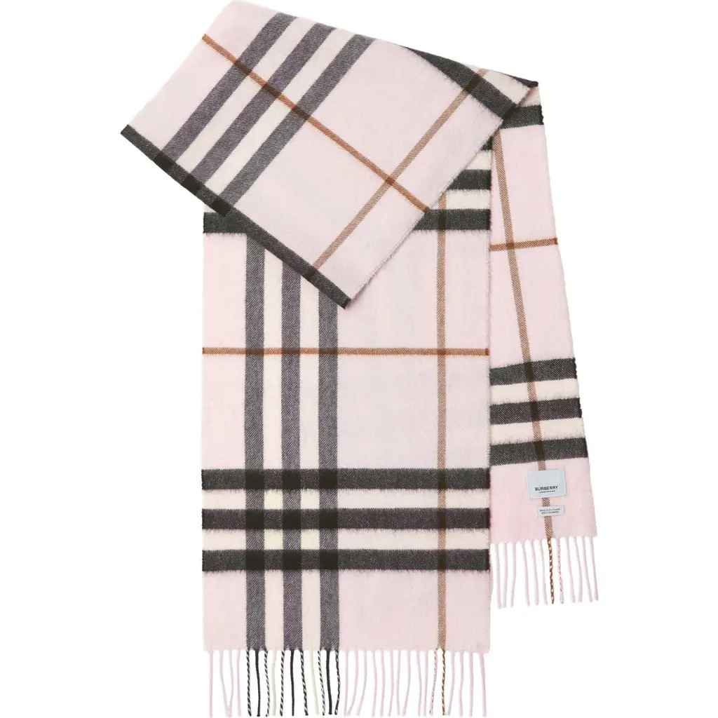 burberry Check Cashmere Scarf in Pale Candy Pink at Nordstrom | Nordstrom
