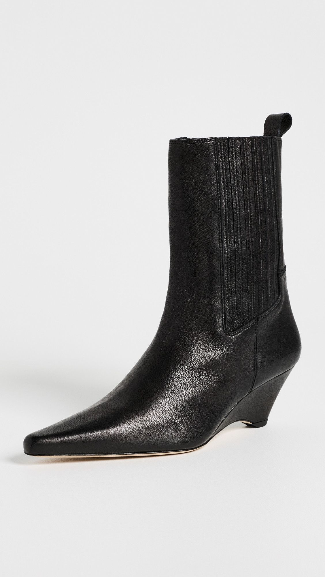 Cinq à Sept Parker Curved Wedge Leather Chelsea Boots Black 38.5 | Shopbop