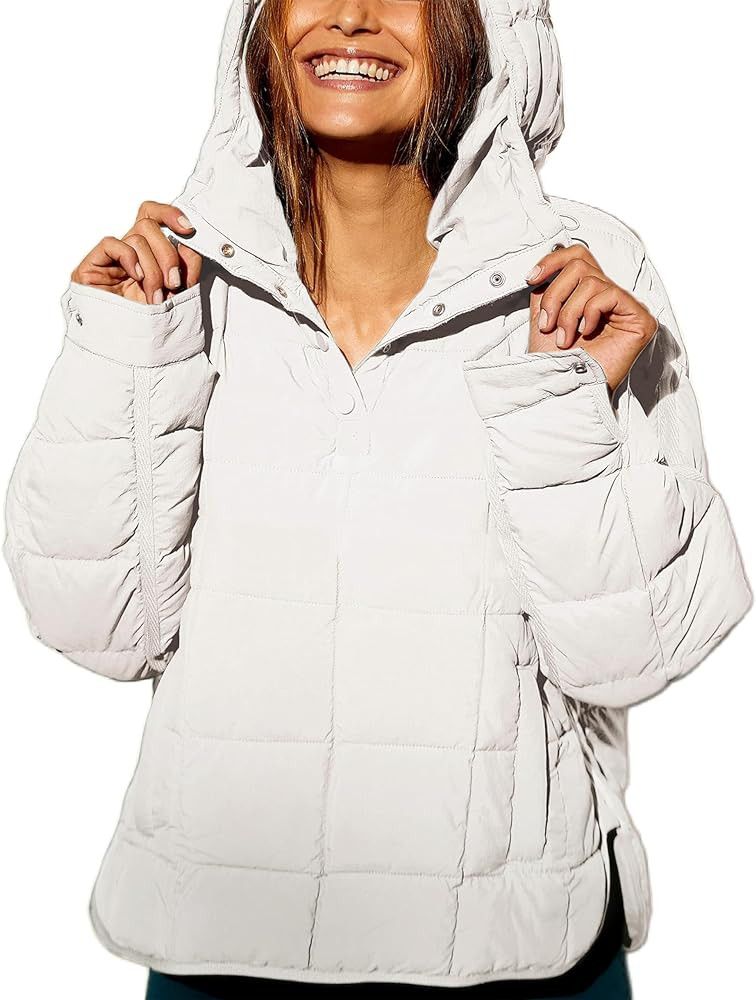 Bianstore Women's Oversized Puffer Jacket Lightweight Pullover Hoodies Winter Padded Coat Tops | Amazon (US)