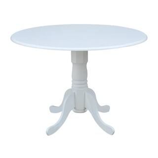 International Concepts 42 in. Pure White Drop-Leaf Pedestal Dining Table-T08-42DP - The Home Depo... | The Home Depot