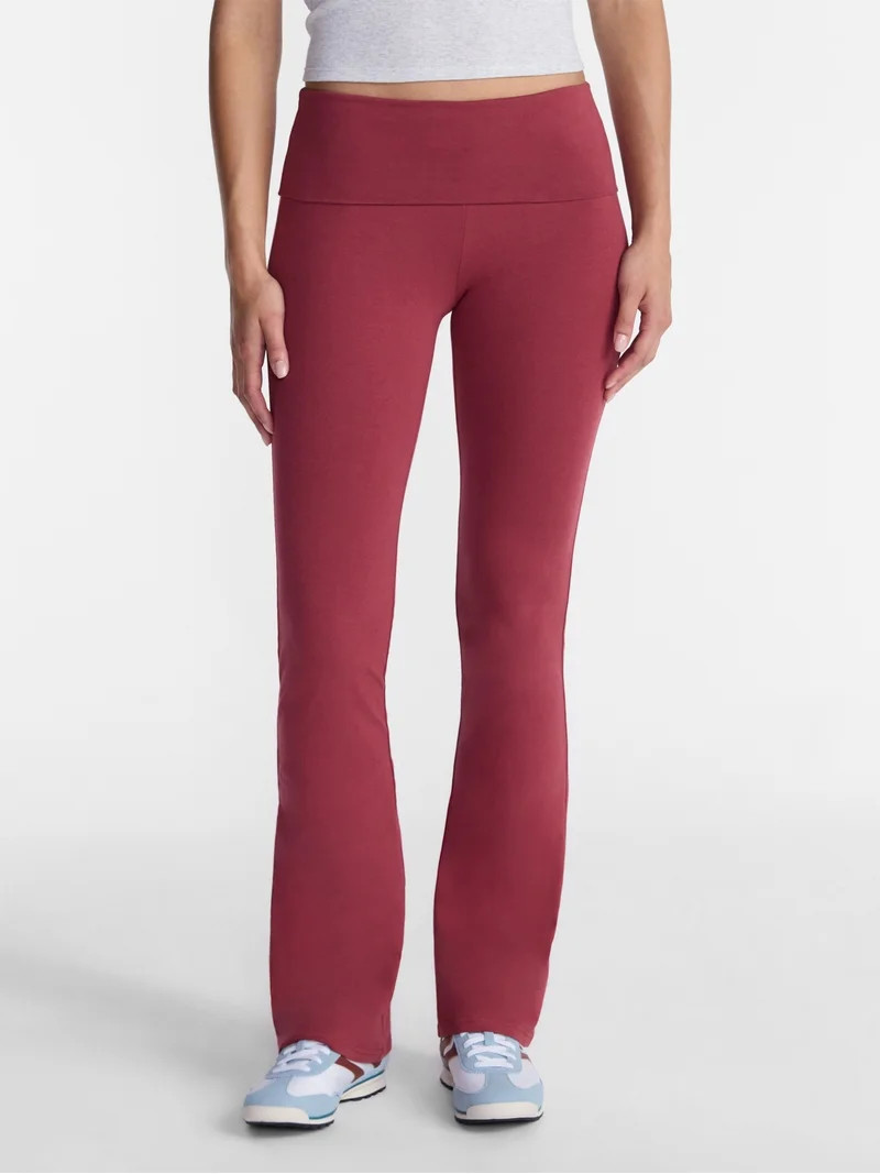 No Boundaries Flare Pants with Foldover Waistband, 32'' Inseam, Women's and Women's Plus XS-XXL | Walmart (US)