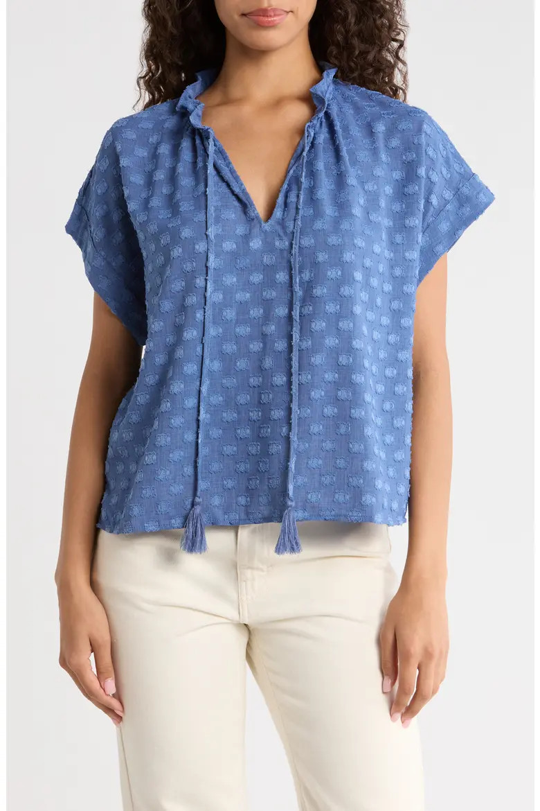 Textured Tie Neck Top (Women) | Nordstrom | Nordstrom
