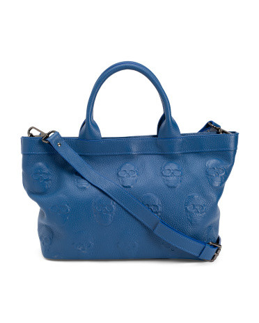 Made In Italy Leather Multi Skull Satchel With Gunmetal Tone Hardware | Handbags | Marshalls | Marshalls