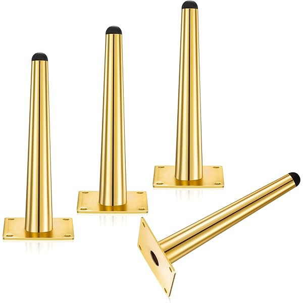 Geesatis 4 pcs Round Tall Sleek Tapered Furniture Legs Cabinet Cupboard Table Modern Style Metal Leg | Amazon (US)