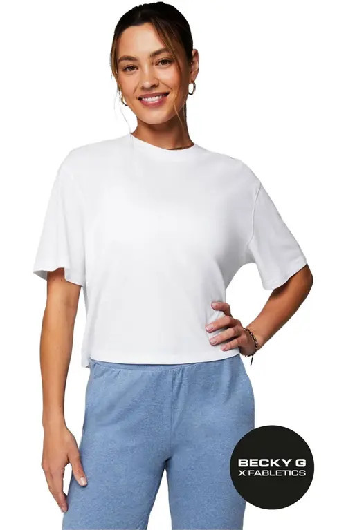 Fabletics Women's 100% Cotton Boxy Tee in Classic White at Nordstrom, Size Medium | Nordstrom
