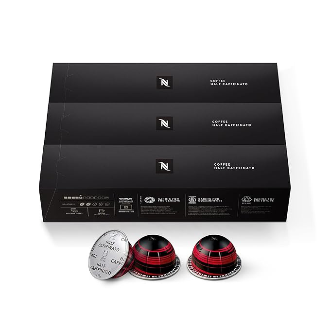 Nespresso Capsules Vertuo, Half Caffeinato, Mild Roast Coffee, 30-Count Coffee Pods, Brews 7.8oz. | Amazon (US)