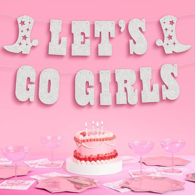 xo, Fetti Let's Go Girls Glitter Banner - Silver, 5 Ft. | Bachelorette Party Decorations, Cowgirl... | Amazon (US)