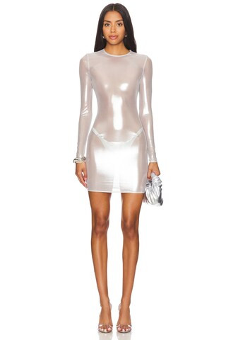 SUBSURFACE x REVOLVE Long Sleeve Liquid Mini in Silver from Revolve.com | Revolve Clothing (Global)