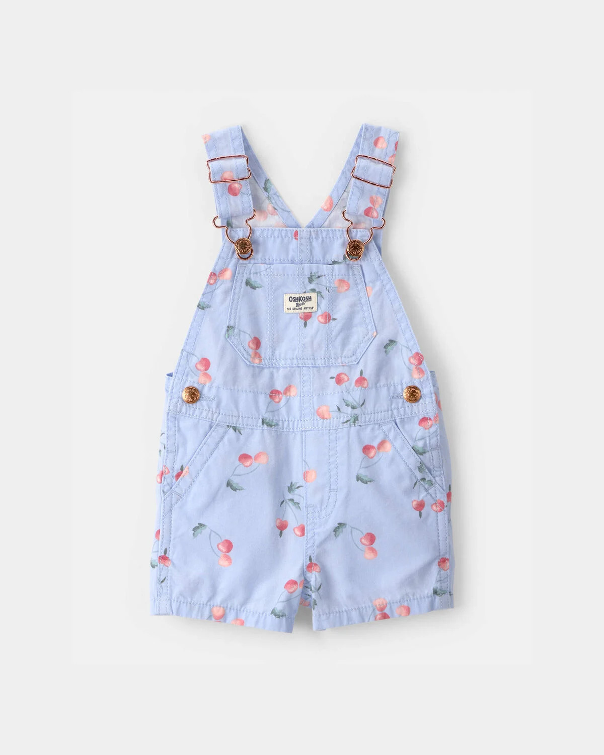 Baby Girl Cherry Canvas Shortall - Blue | Carter's Inc