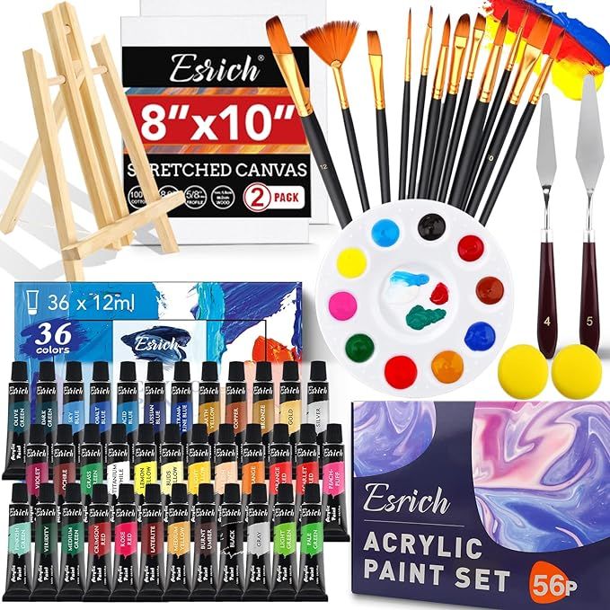 Acrylic Paint Set,56 PCS Professional Painting Supplies with Paint Brushes, 36 Colors Acrylic Pai... | Amazon (US)