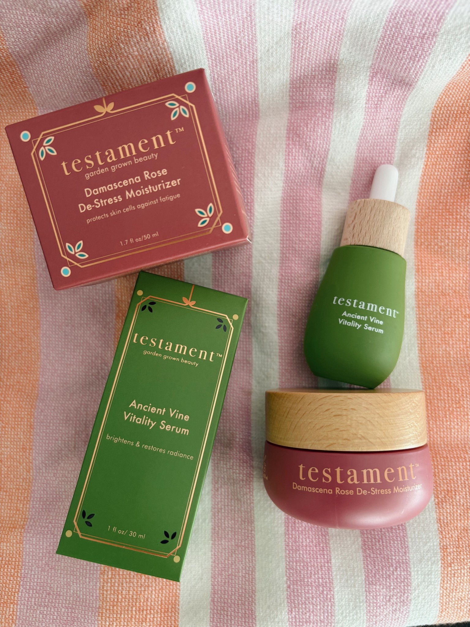 This is the easiest skincare routine! It is just two steps to glow: serum + moisturizer. This leaves my skin glowing, hydrated, and calm without the overwhelm. My skin feels amazing each morning and it is 100% natural. ✨ #ad #testamentbeauty