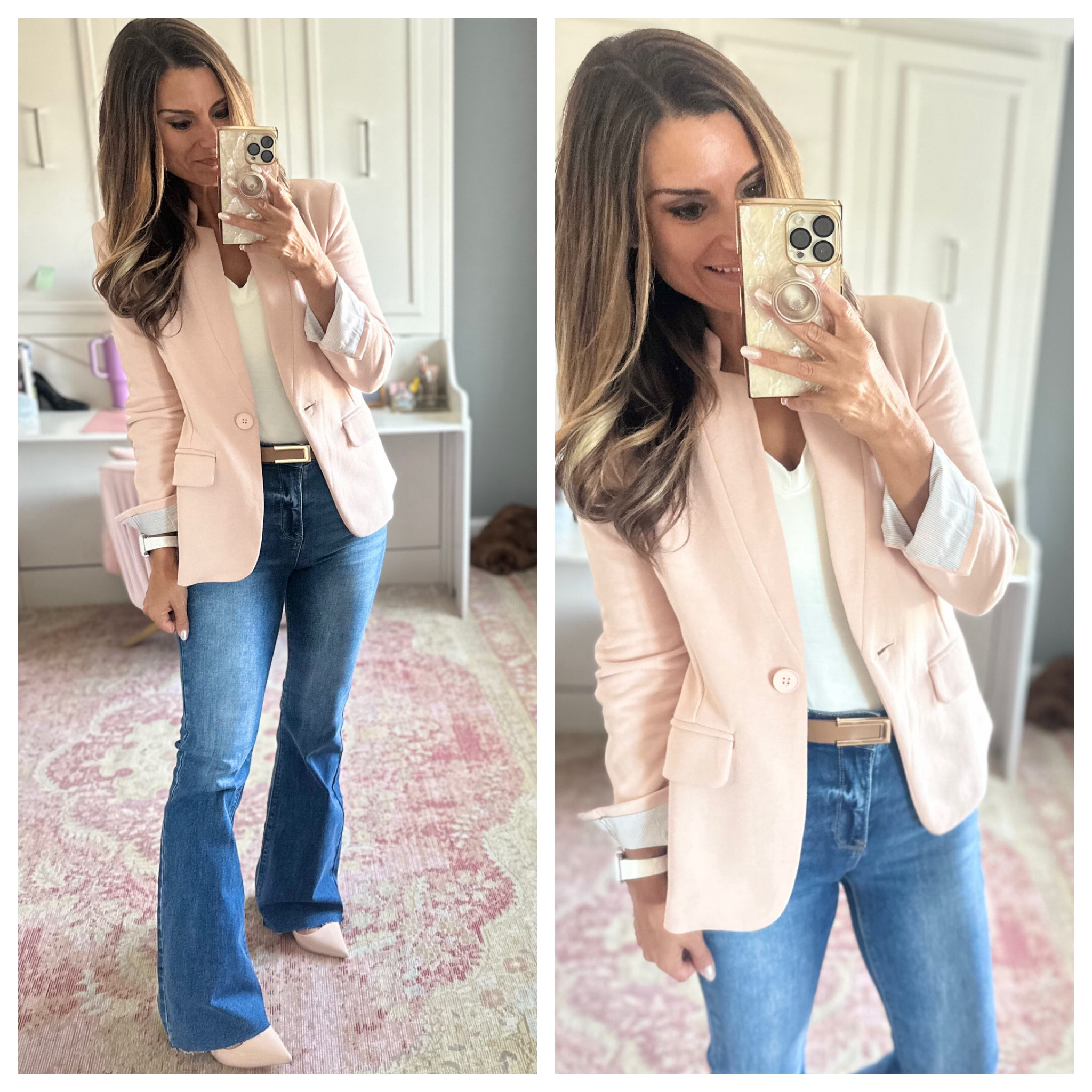 How to style wide hey jeans with a pink blazer 

#LTKOver40 #LTKFindsUnder100 #LTKStyleTip