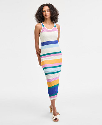 Bar III Women's Striped Crochet Tank Dress, Exclusively at Macy's - Macy's | Macy's