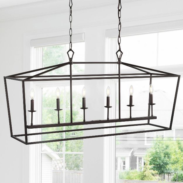 49" LED Metal Pagoda Linear Lantern Pendant - Jonathan Y | Target