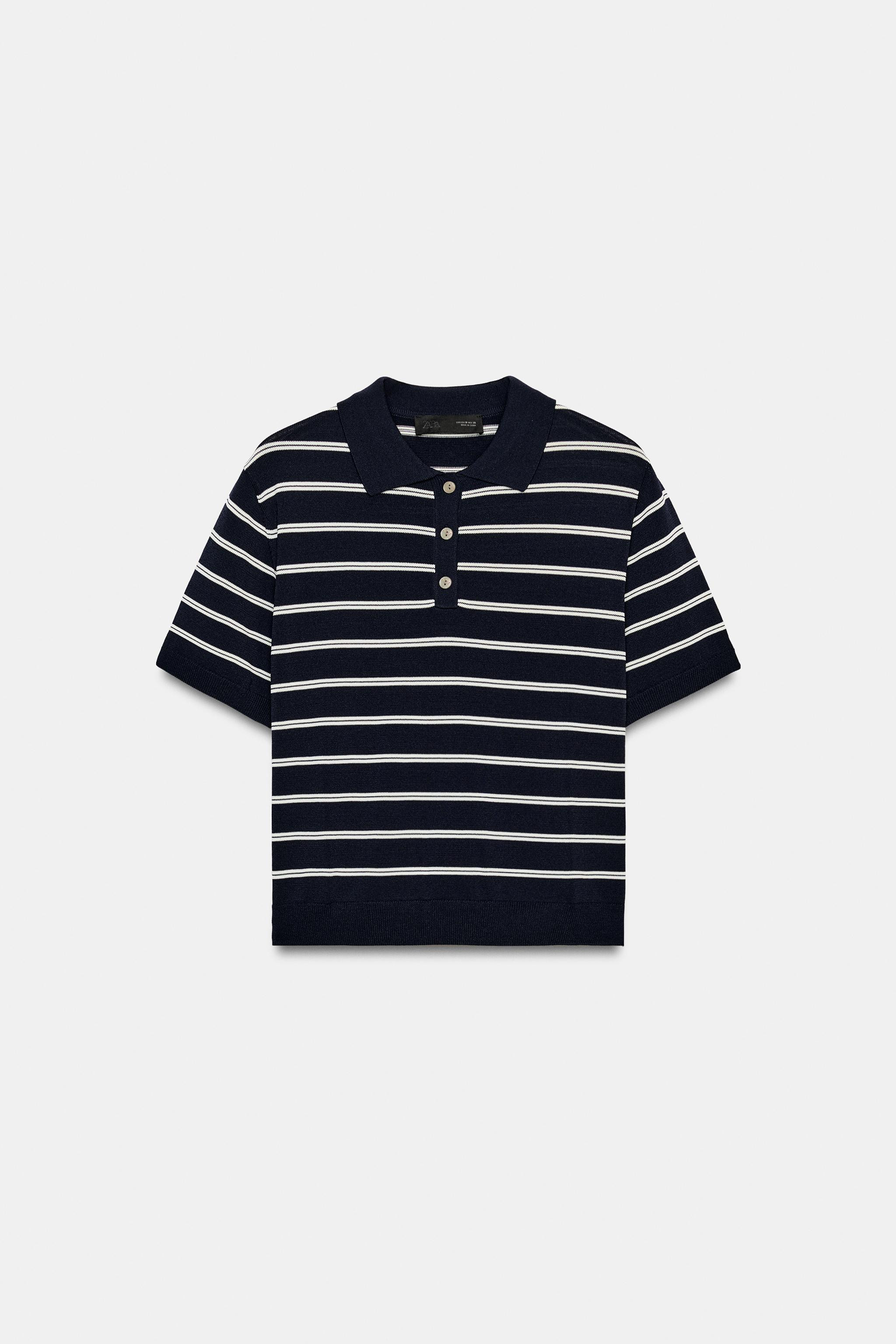 SHORT SLEEVE STRIPED KNIT POLO | Zara Canada