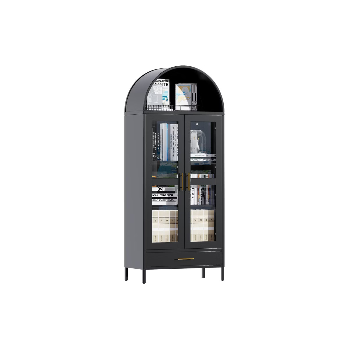 SUXXAN Black Metal Arched Cabinet With Glass Doors, Display Cabinet With Adjustable Shelves,Assem... | Target