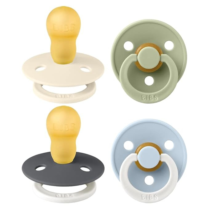 BIBS Colour Soother 4-Pack | BPA Free Dummy Pacifier | Round Nipple | Natural Rubber Latex | Made... | Amazon (US)