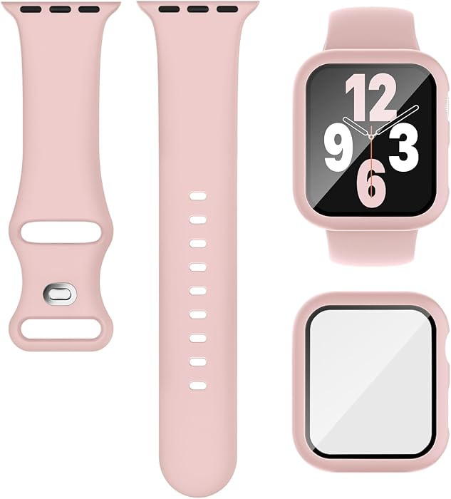 Compatible for Apple Watch Band 40mm 41mm and Case with Screen Protector, Soft Silicone Sport Str... | Amazon (US)