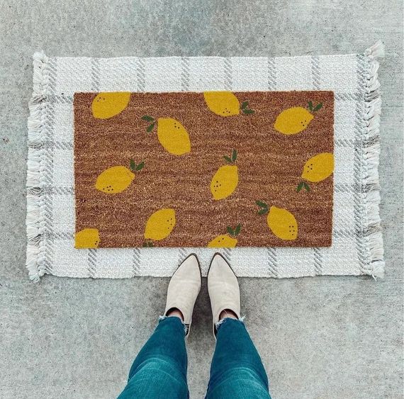 Lemon Doormat | Spring doormat | lemon decor | fun doormat | doormat funny | welcome mat | cute d... | Etsy (US)