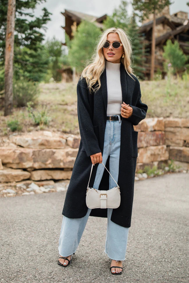 Go Where You Choose Black Long Cardigan | Pink Lily
