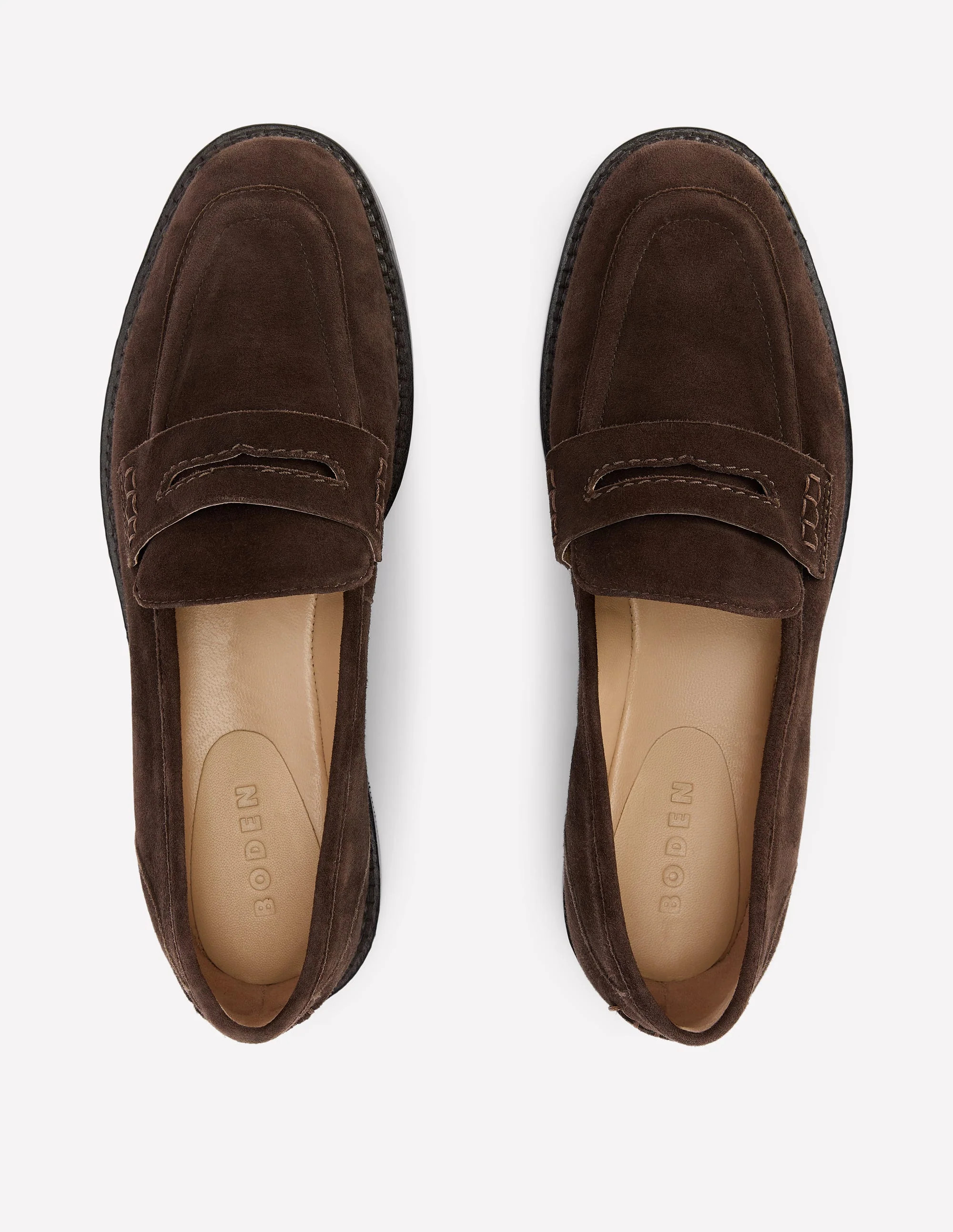 Nya Penny Loafers-Bitter Chocolate Suede | Boden (US)