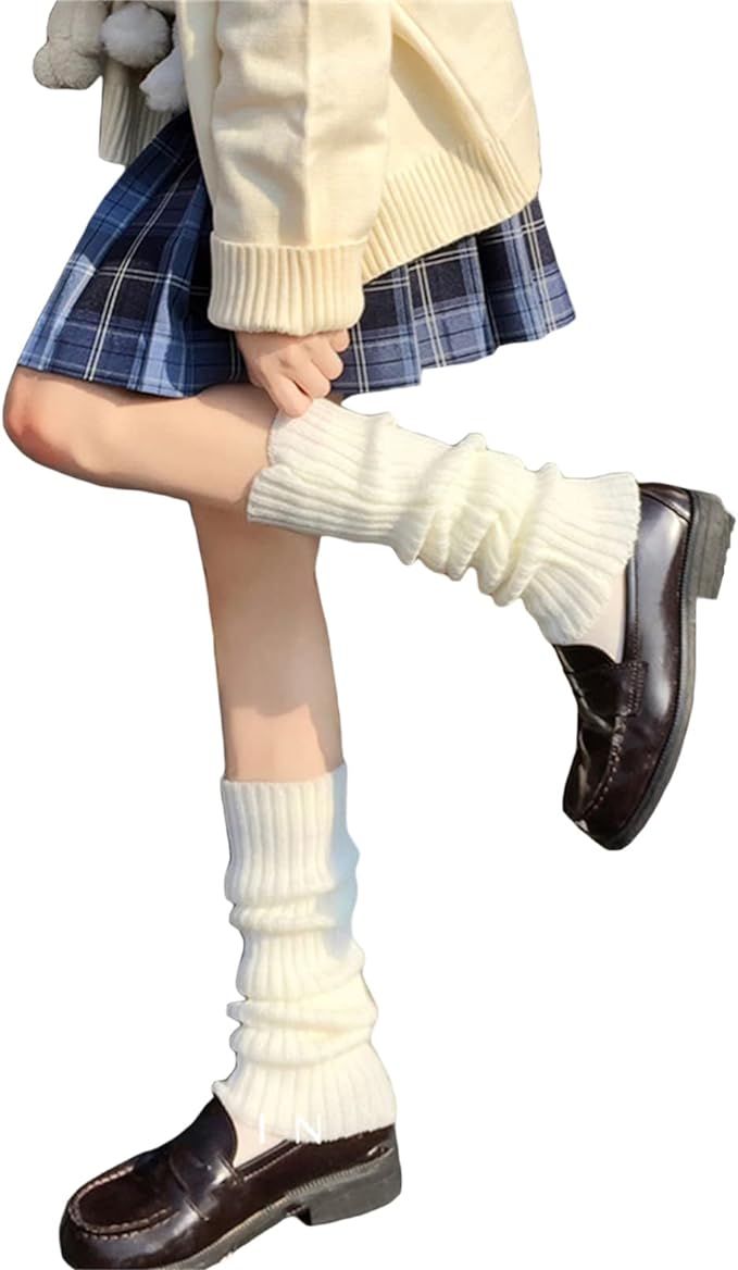 Fernvia Womens Lolita Knit Long Socks Leg Warmers Harajuku Japanese Kawaii Boot Socks Winter Ankl... | Amazon (US)