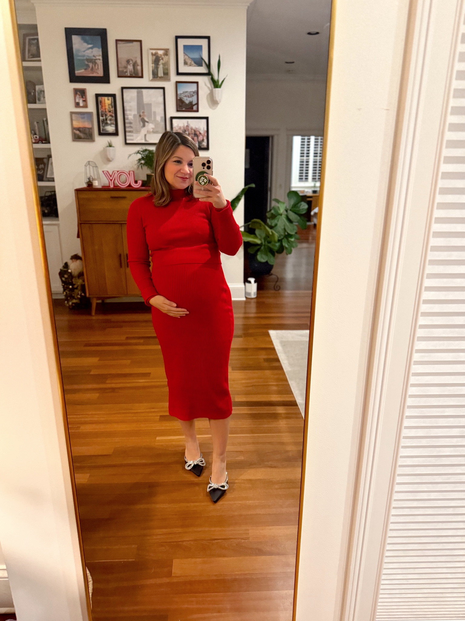 Maternity holiday dress that’s on sale for just $65 - and it’s nursing friendly for postpartum too!! 

#LTKBump #LTKBaby #LTKSaleAlert