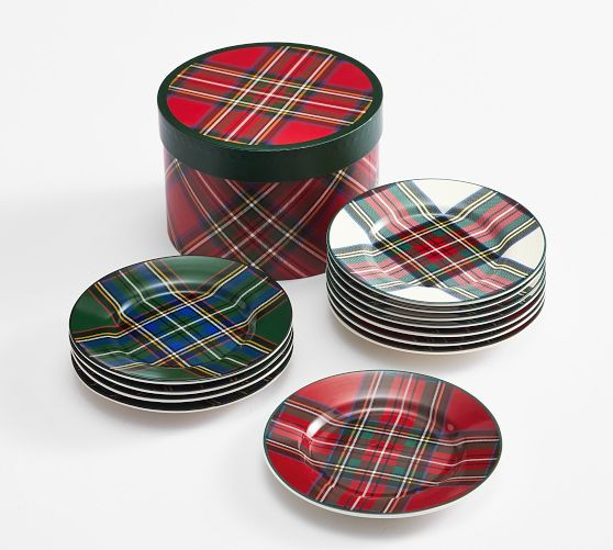 Stewart Plaid Appetizer Plates - Set of 12 | Pottery Barn (US)