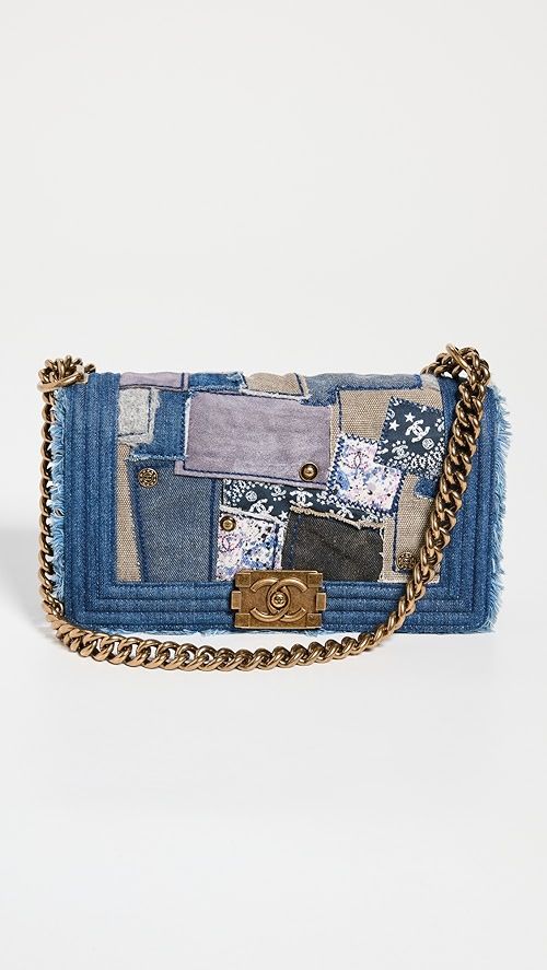 Chanel Blue Denim Patchwork Boy Medium Bag | Shopbop