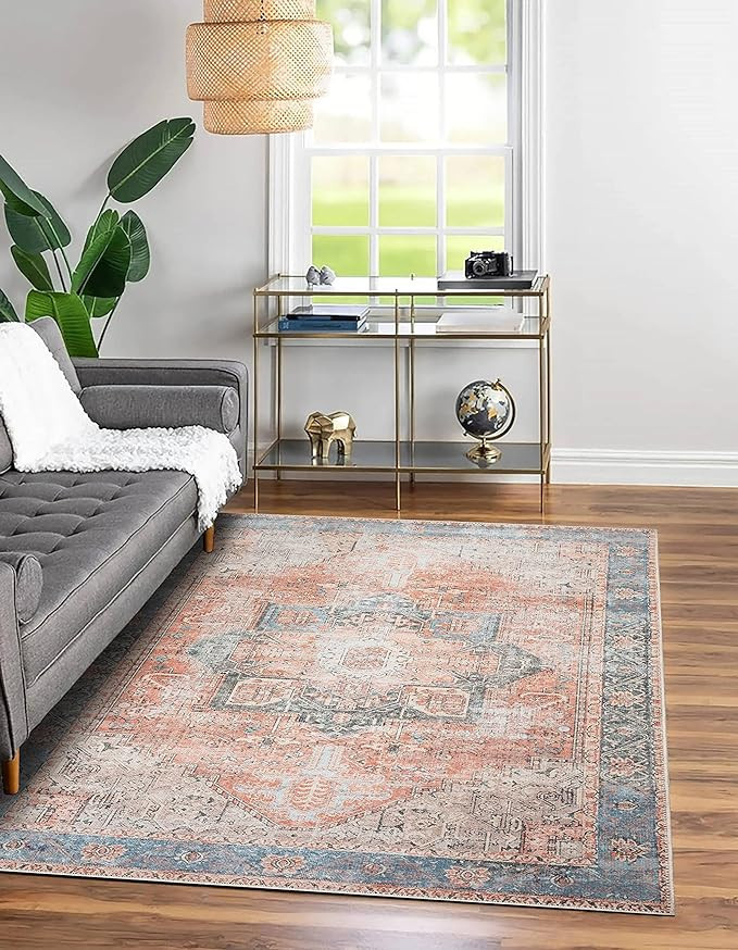 Adiva Rugs Machine Washable Area Rug with Non Slip Backing for Living Room, Bedroom, Bathroom, Ki... | Amazon (US)