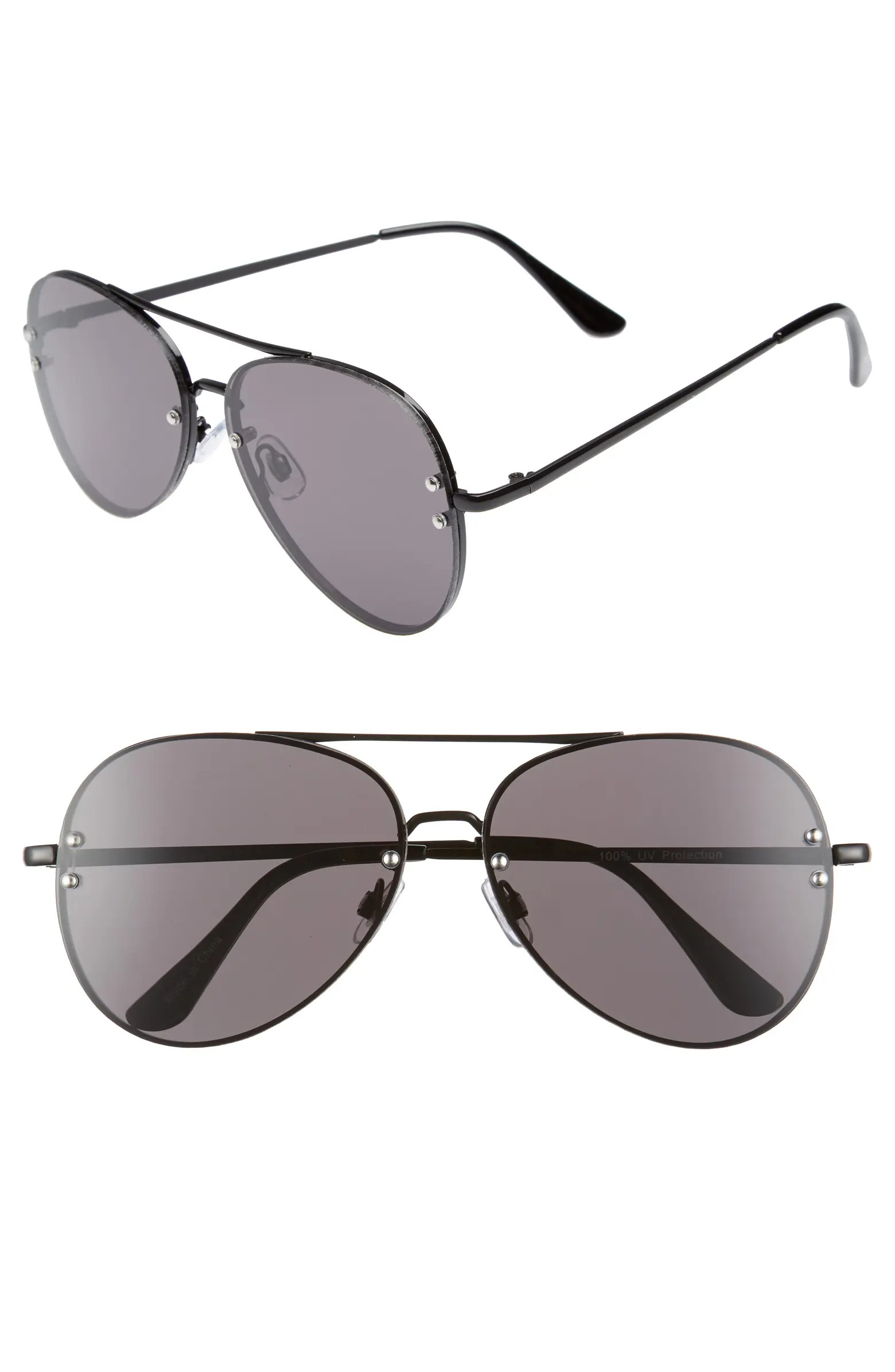 60mm Oversize Mirrored Aviator Sunglasses | Nordstrom