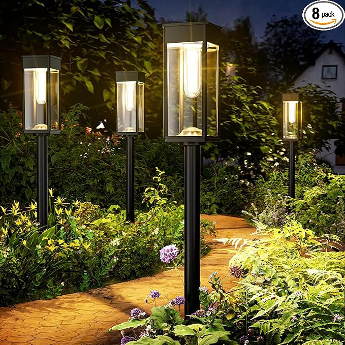 Solar Pathway Lights Outdoor,8 Pack Bright Solar Lights Outdoor,IP65 Waterproof Solar Garden Ligh... | Amazon (US)