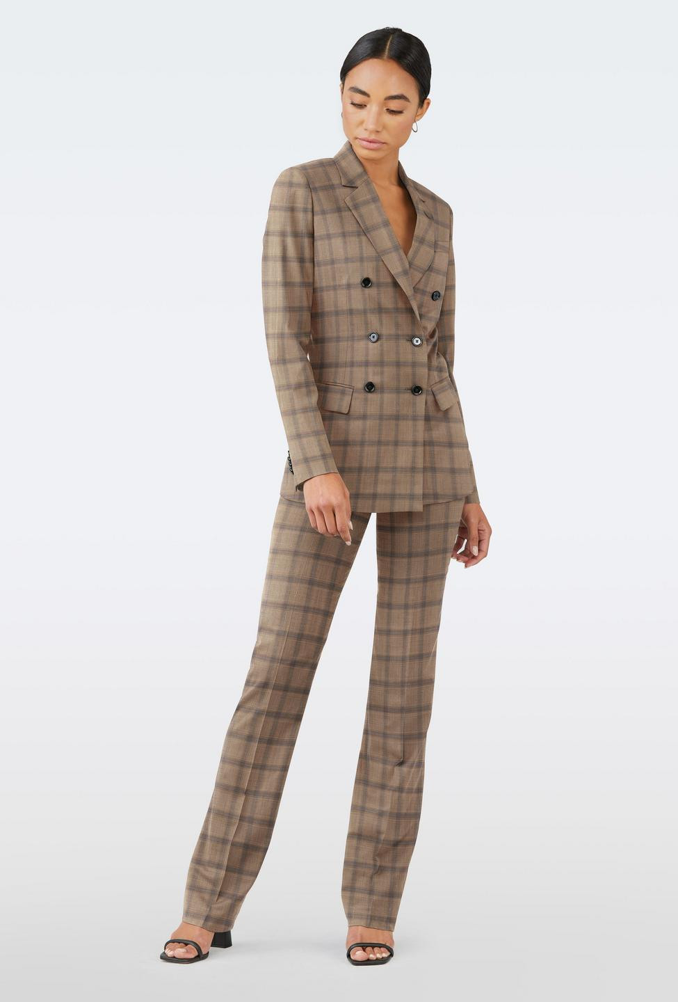 Custom Blazers Made For You - Kettering Plaid Light Brown Blazer Women | INDOCHINO | Indochino