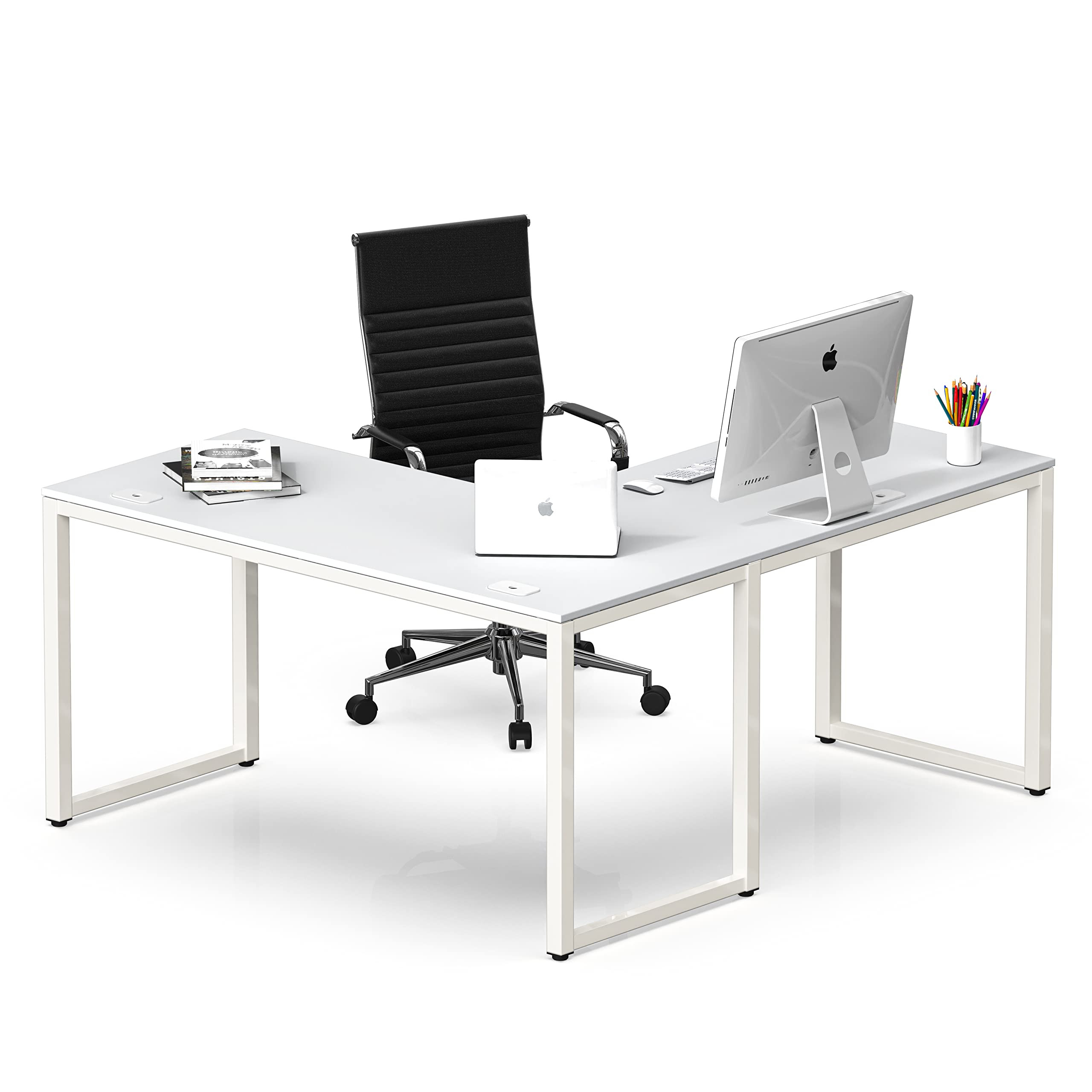 SHW 55 x 60 Inches Commercial-Grade L-Shape Corner Office Computer Desk, White | Amazon (US)