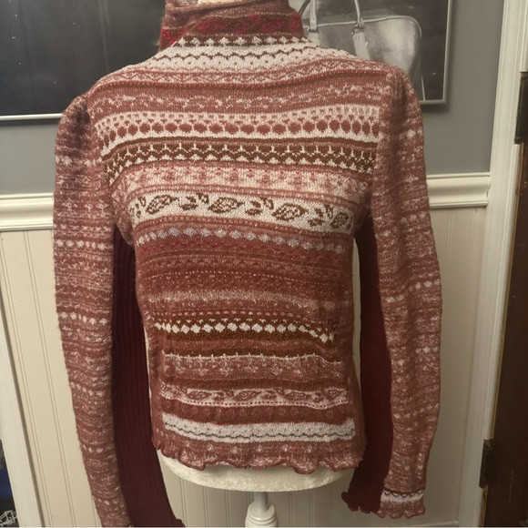 Free People Bali Juniper Turtleneck Soft Knit Blend Sweater Rhubarb Size Medium | Poshmark
