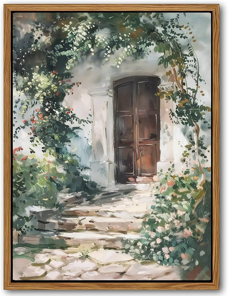 Floating Framed Canvas Vintage Wall Art, Rustic Cottage Spring Garden Oil Paintings Print, Countr... | Amazon (CA)