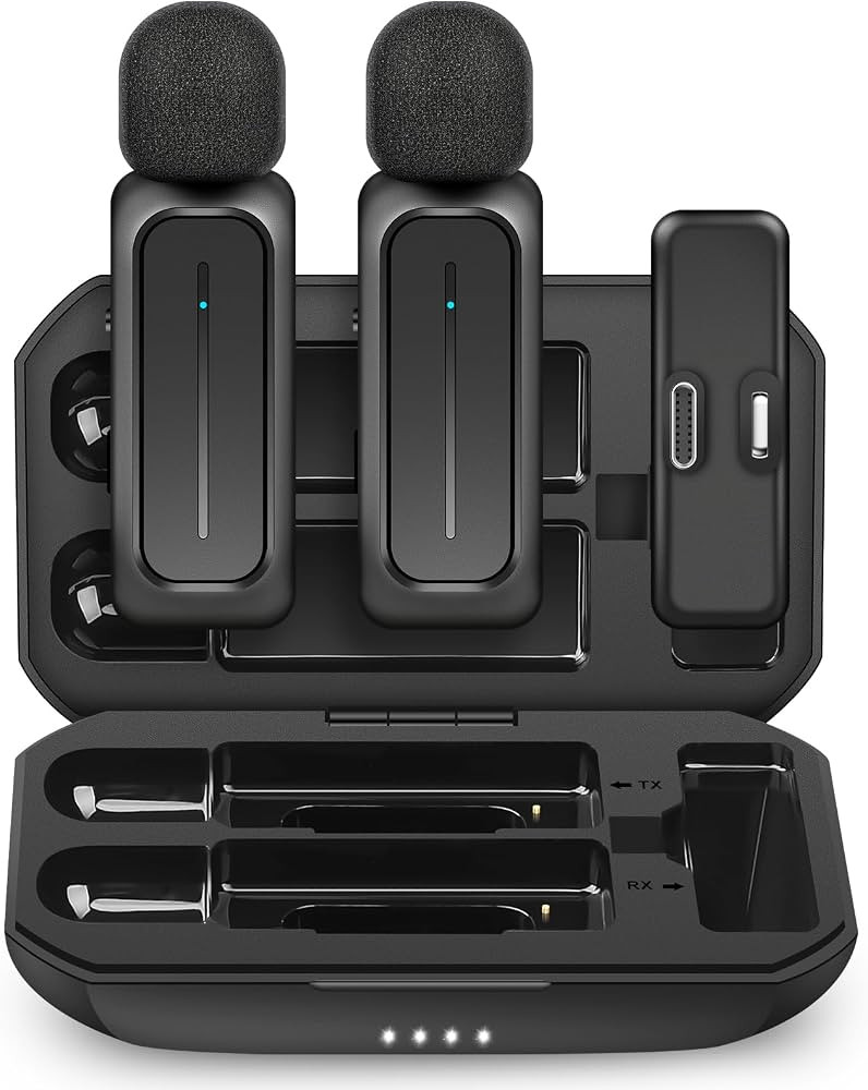 2 Pcs Wireless Lavalier Microphone for iPhone iPad Android with Charging Case 7H Clip on Lapel Mi... | Amazon (US)