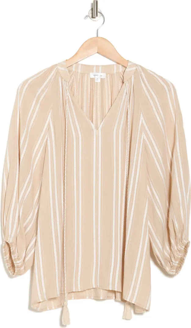 Gemma + Jane Stripe Woven Split Neck Top | Nordstromrack | Nordstrom Rack