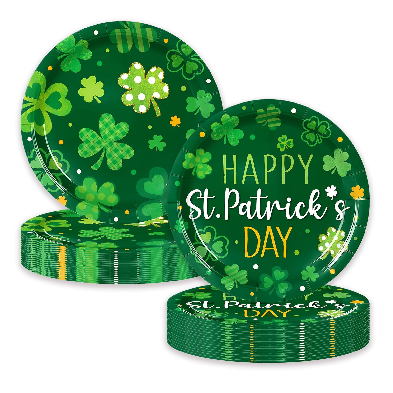50Pcs St. Patrick's Day Paper Plates Party Supplies Green Shamrock 7 inch Disposable Dessert Plat... | Amazon (US)