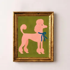 Pink Poodle Art Print, Whimsical Mid-Century Modern Pet Decor (Digital Download) | Etsy (Global)