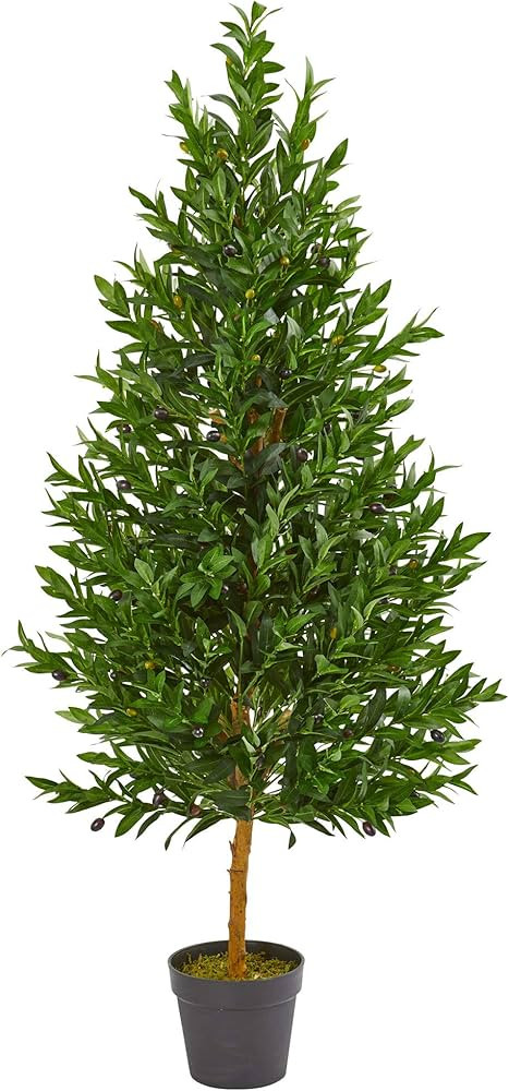 Nearly Natural 4.5ft. Olive Cone Topiary Artificial Tree UV Resistant (Indoor/Outdoor) | Amazon (US)