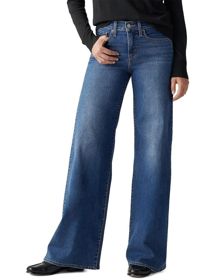 Levi's 318 Shaping Wide-Leg Jeans in Blue Mid Blues 34/32 | Myer