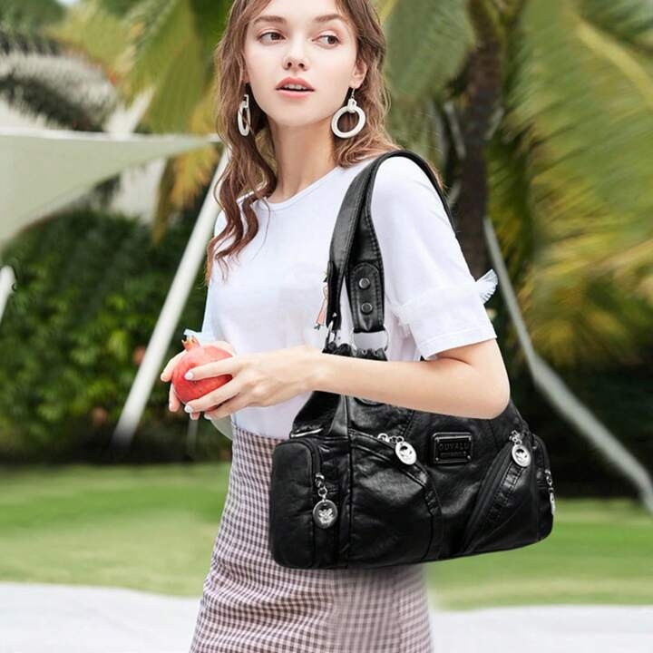 Fashionable & Simple Multi-Pocket Rivet Street Style Elegant Trendy Shopping/Daily/Travel Crossbo... | SHEIN