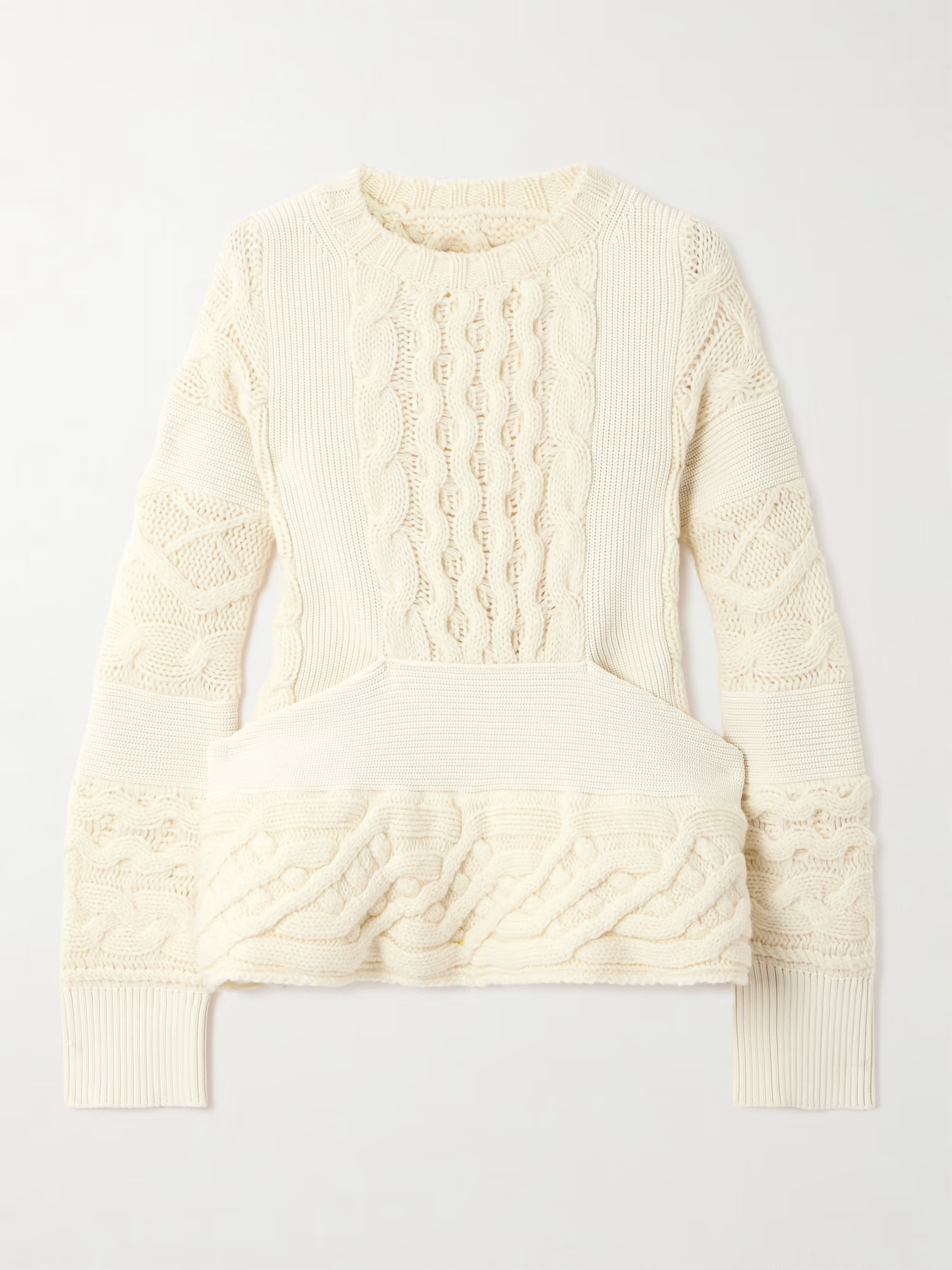 Paneled cable-knit wool sweater | NET-A-PORTER (US)