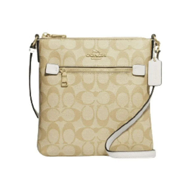 Coach Women's Lightweight Canvas Leather Top Zip Mini Rowan File Bag, Beige | Walmart (US)