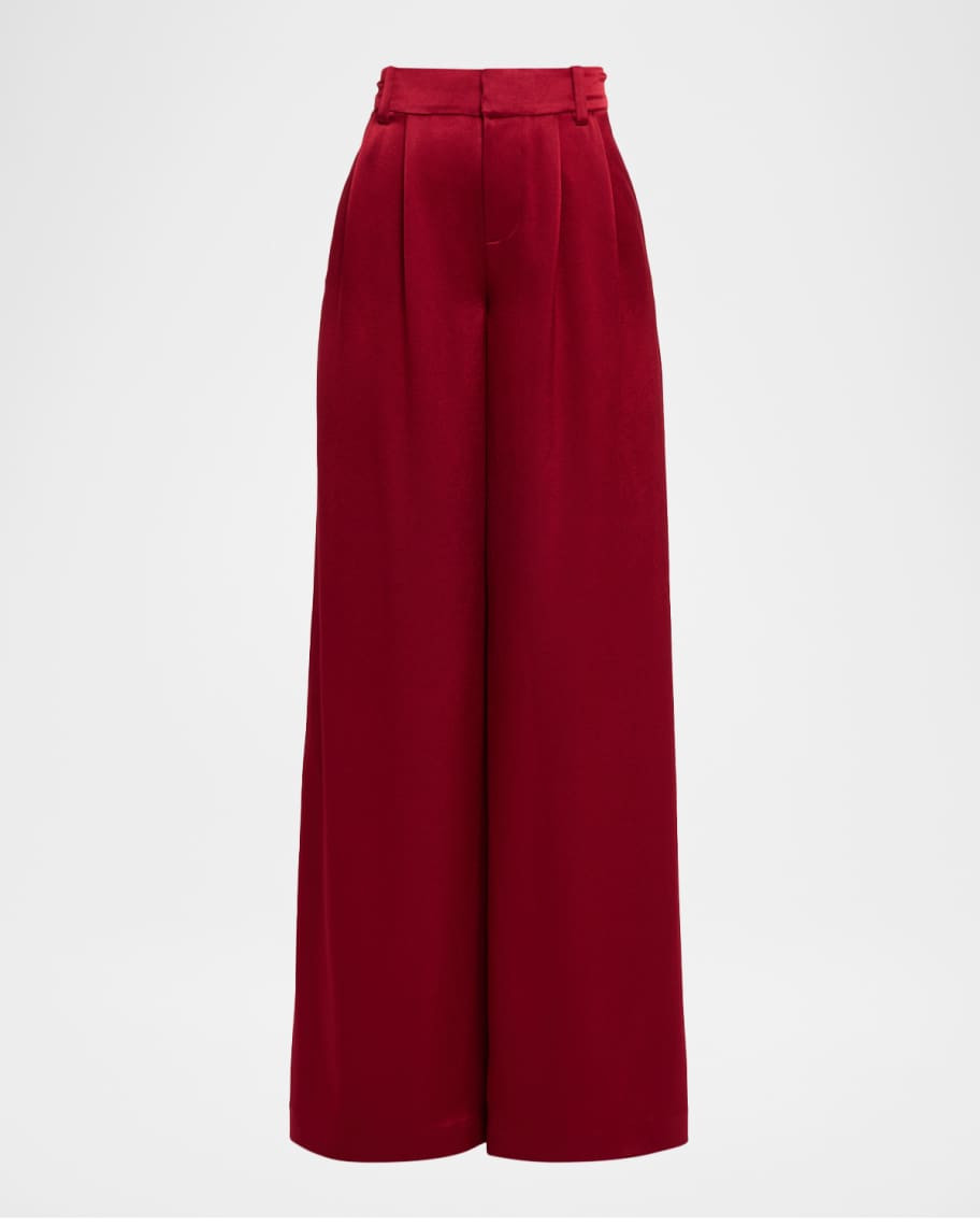 Alice + Olivia Kennedy Pleated Satin Trousers | Neiman Marcus
