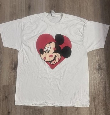 Vintage Disney Mickey Mouse Heart Kisses T-Shirt Mickey Unlimited 2XL Valentines | eBay US