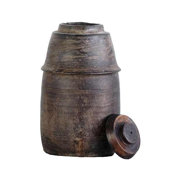 Lidded Vintage Wood Spice Pot | Antique Farm House