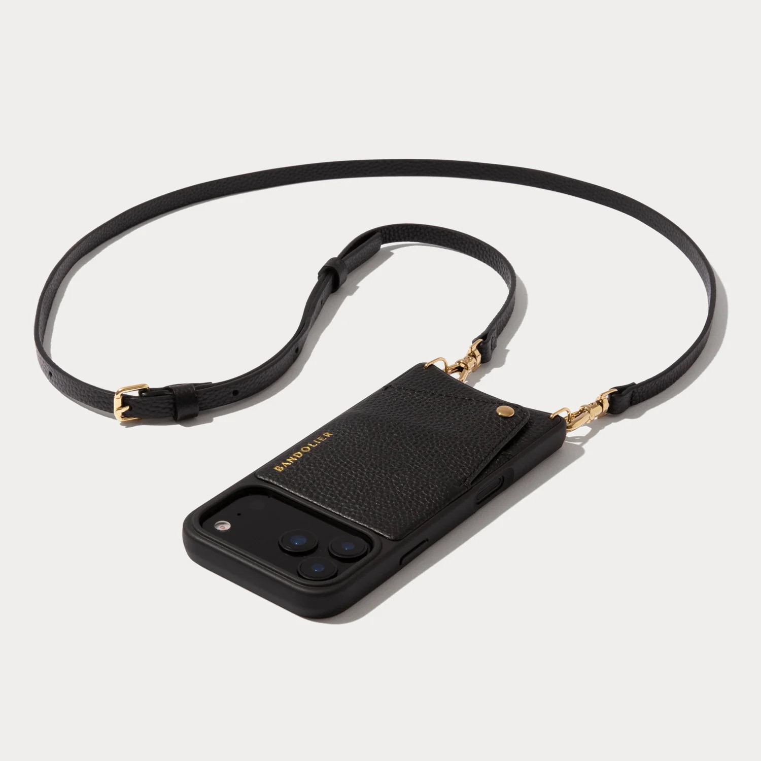 Emma Pebble Leather Bandolier Black/Gold | Bandolier